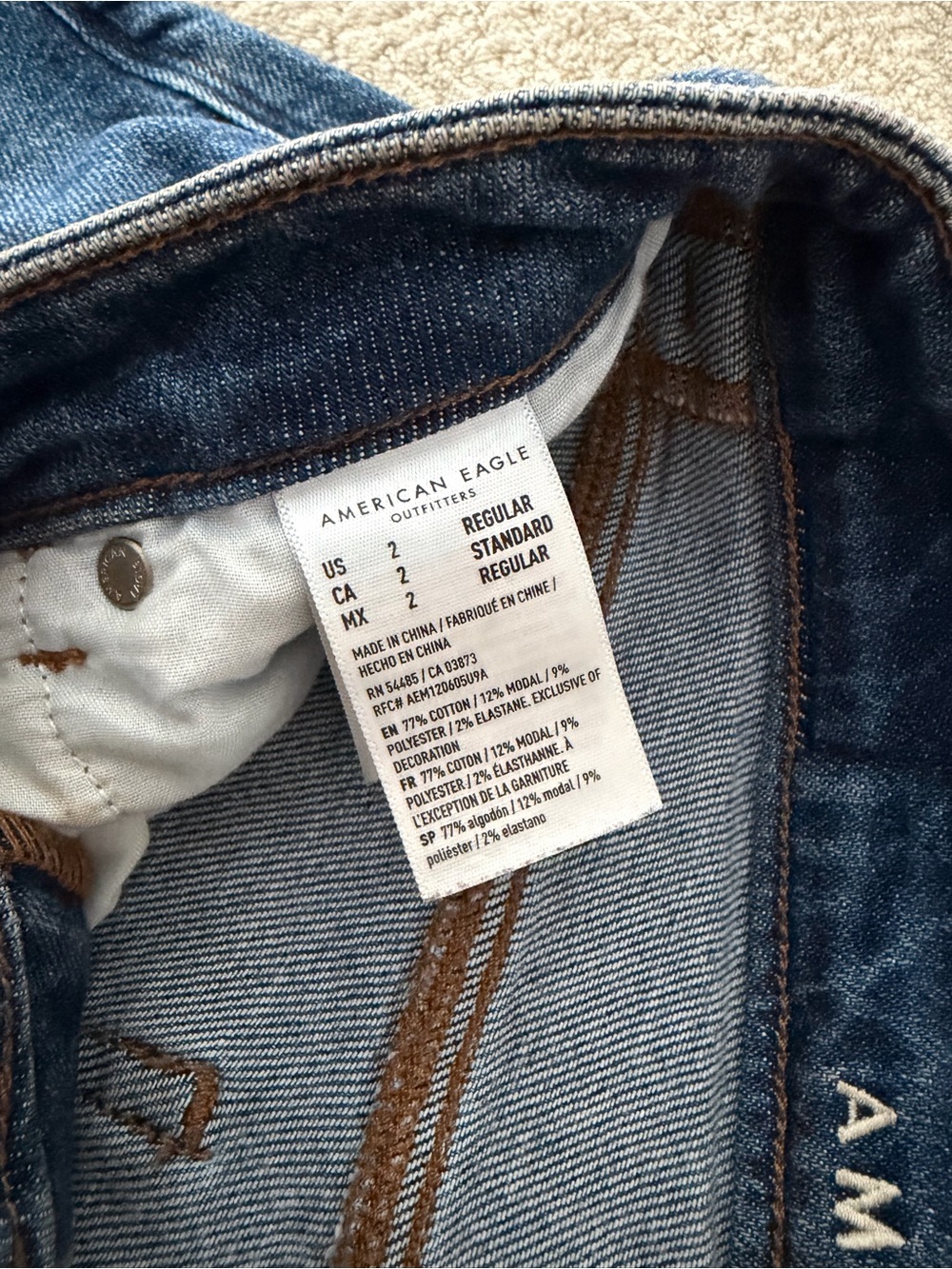American Eagle Outfitters Women's Distressed Mom Jeans - Medium Blue - Picture 3 of 4